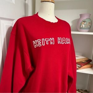 H&M Keith Haring Red Graphic Crewneck Sweater